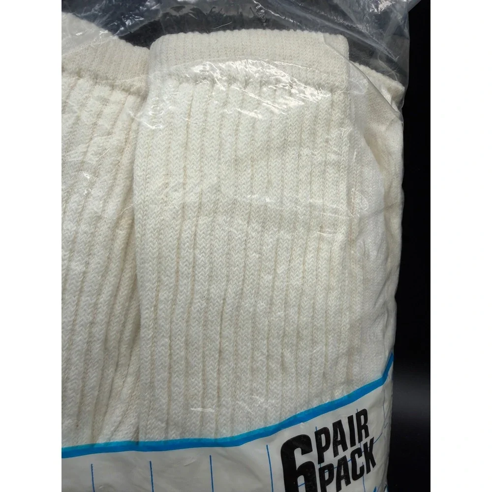 Vintage Kmart Mens Tube Socks 5 Pair open Pack White Extra Long Over Calf USA